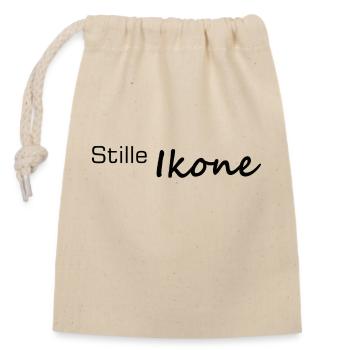 Silent Icon Handlettered Lettering - Closable cotton gift bag (14x20cm) - nature - Front