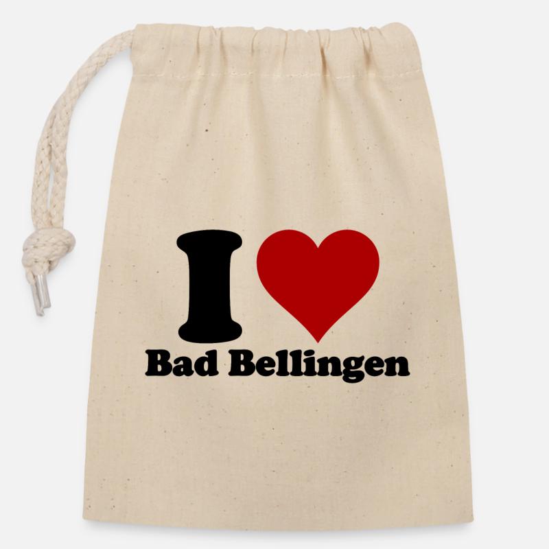 I Love Bad Bellingen - Verschließbarer Geschenkbeutel aus Baumwolle (14x20cm) - Natur