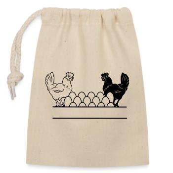 Chicken dark and light monogram - Closable cotton gift bag (14x20cm) - nature - Front