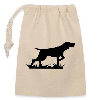 Jagdhund Vorstehhund Silhouette Hundeführer - Verschließbarer Geschenkbeutel aus Baumwolle (14x20cm) - Natur - Vorne