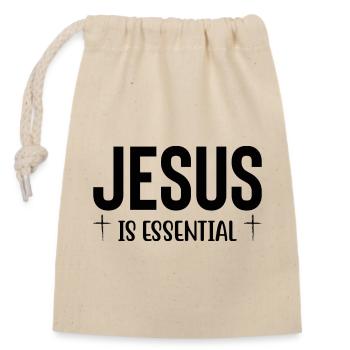 Jesus Is Essential - Closable cotton gift bag (14x20cm) - nature - Front