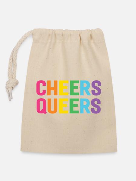 LGBTQ Cheers Queers - Verschließbarer Geschenkbeutel aus Baumwolle (14x20cm) - Natur