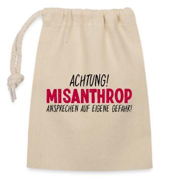 Achtung Misanthrop Ansprechen Auf Eigene Gefahr - Verschließbarer Geschenkbeutel aus Baumwolle (14x20cm) - Natur - Vorne