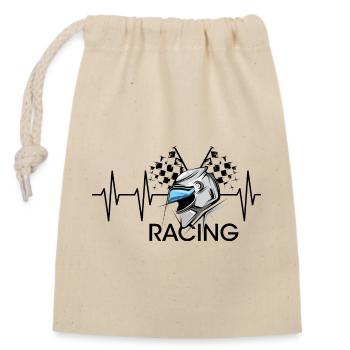 racing helmet pulse motorcycle heartbeat icon icon - Closable cotton gift bag (14x20cm) - nature - Front
