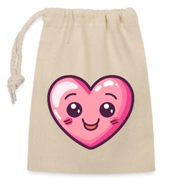 Coeur Amour Bande Dessinée Mignon Bébé - Sac cadeau en coton avec cordon (14 x 20 cm) - nature - Devant