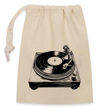 vinyle vinyle musique platine rétro - Sac cadeau en coton avec cordon (14 x 20 cm) - nature - Devant
