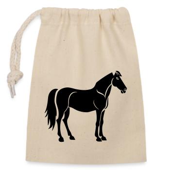 Cheval - Sac cadeau en coton avec cordon (14 x 20 cm) - nature - Devant