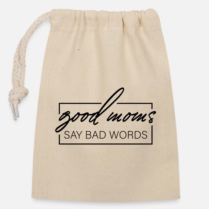 Les bonnes mamans disent de gros mots - Sac cadeau en coton avec cordon (14 x 20 cm) - nature