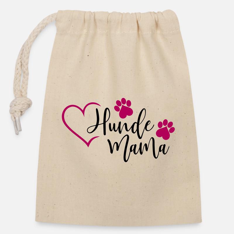 Hund Hunde Mama - Verschließbarer Geschenkbeutel aus Baumwolle (14x20cm) - Natur