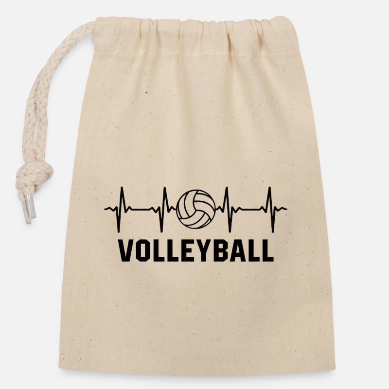 Volleyball - Verschließbarer Geschenkbeutel aus Baumwolle (14x20cm) - Natur