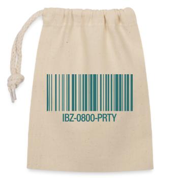 IBZ-0800-PRTY – Barcode Party Ticket - Verschließbarer Geschenkbeutel aus Baumwolle (14x20cm) - Natur - Vorne