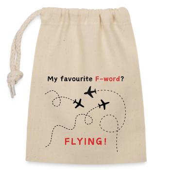 Voyages en avion - Sac cadeau en coton avec cordon (14 x 20 cm) - nature - Devant
