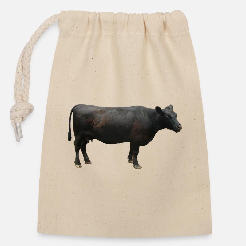 Beef black - Closable cotton gift bag (14x20cm) - nature