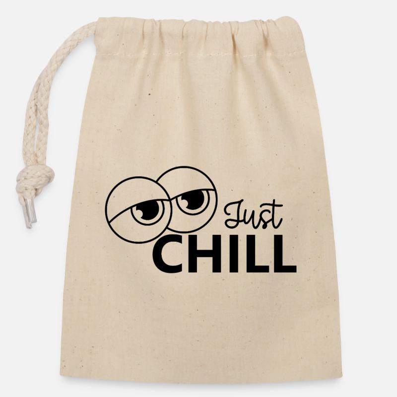 Just Chill / Just Relaxed - Verschließbarer Geschenkbeutel aus Baumwolle (14x20cm) - Natur