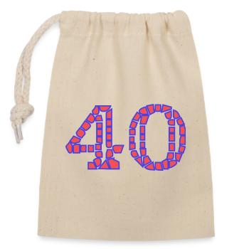 40. 40 YEARS. 40th ANNIVERSARY. 40 YEARS ANNIVERSARY. - Closable cotton gift bag (14x20cm) - nature - Front