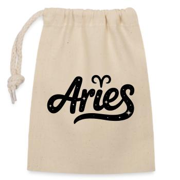 Aries - Zodiac Sign Design - Verschließbarer Geschenkbeutel aus Baumwolle (14x20cm) - Natur - Vorne