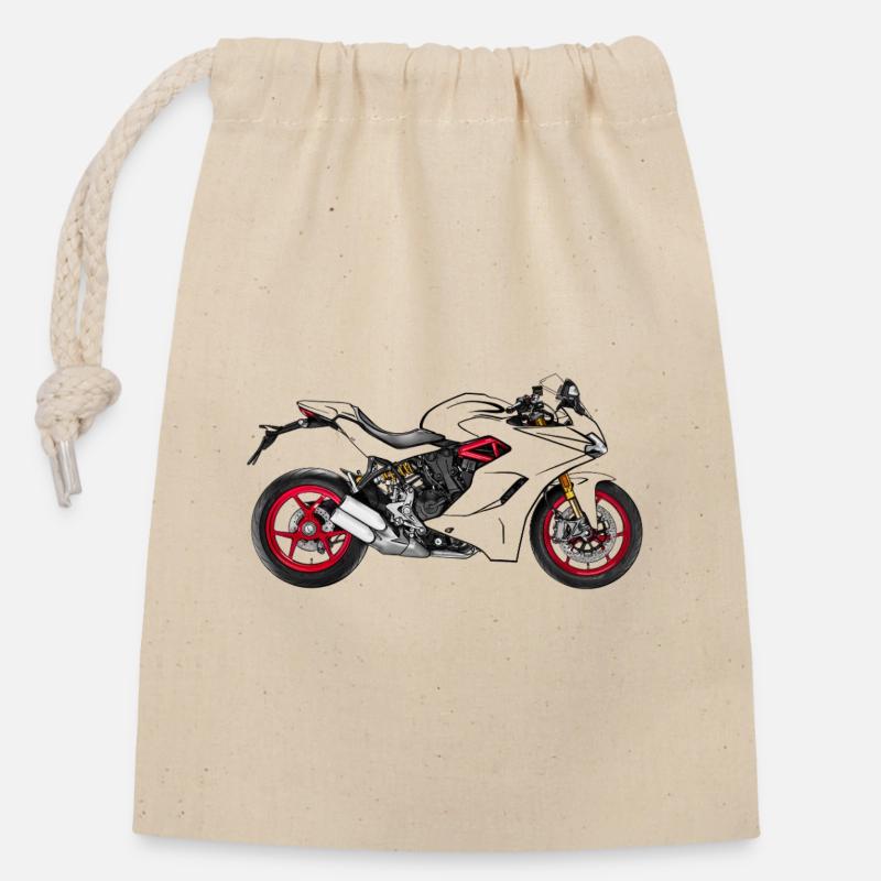 motorcycle - Closable cotton gift bag (14x20cm) - nature