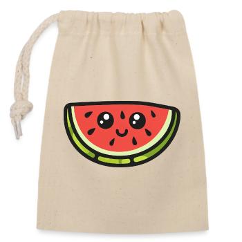Niedlich, wassermelone, scheibe, karikatur - Verschließbarer Geschenkbeutel aus Baumwolle (14x20cm) - Natur - Vorne