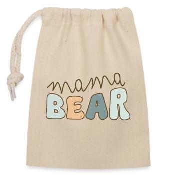 mama bear – Pastell Schriftzug - Verschließbarer Geschenkbeutel aus Baumwolle (14x20cm) - Natur - Vorne