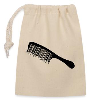 Illustration peigne avec code-barre - Sac cadeau en coton avec cordon (14 x 20 cm) - nature - Devant