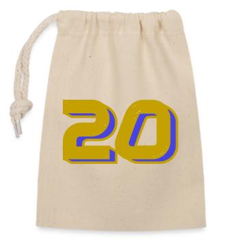 20. 20e ANNIVERSAIRE. ANNIVERSAIRE 20 ANS. 20 ANS. - Sac cadeau en coton avec cordon (14 x 20 cm) - nature - Devant