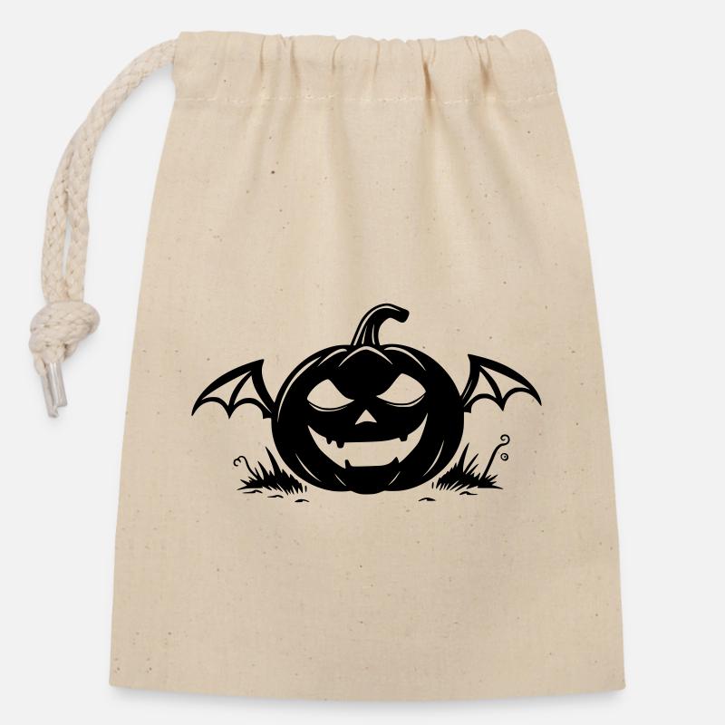 Helloween Kürbis - Verschließbarer Geschenkbeutel aus Baumwolle (14x20cm) - Natur
