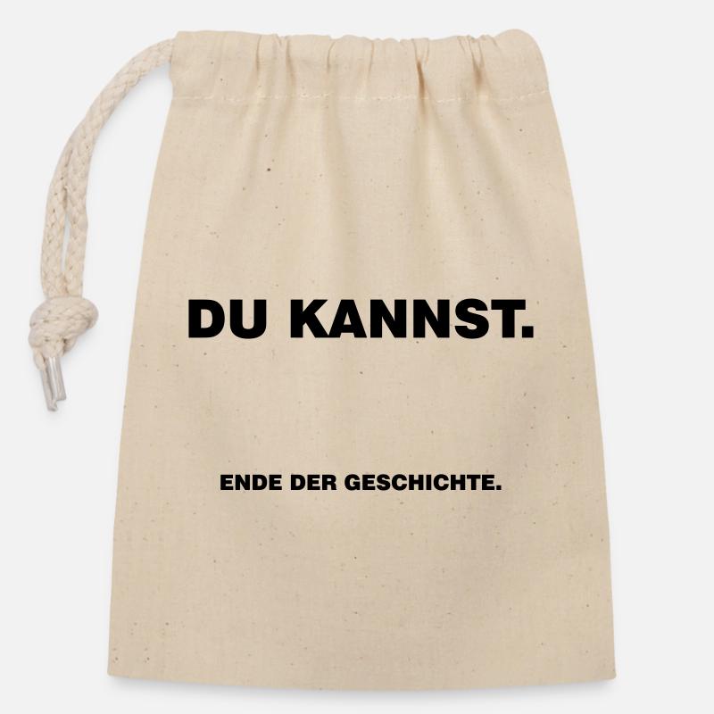 Du_kannst-Ende_der_Geschichte. - Closable cotton gift bag (14x20cm) - nature