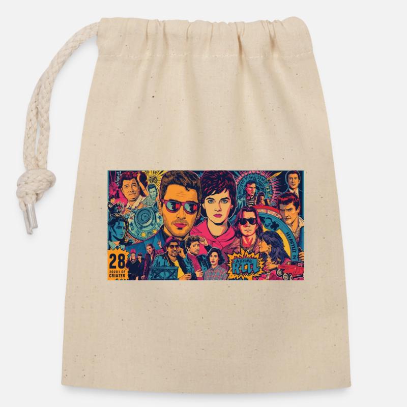 Pop Icons - Closable cotton gift bag (14x20cm) - nature