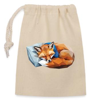 Schlafender Fuchs im Polygonstil - Verschließbarer Geschenkbeutel aus Baumwolle (14x20cm) - Natur - Vorne