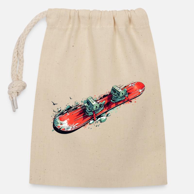 snowboard - Closable cotton gift bag (14x20cm) - nature