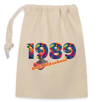 1989 – Style rétro du jeu numérique - Sac cadeau en coton avec cordon (14 x 20 cm) - nature - Devant