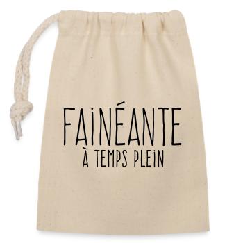 Full-time lazy - In praise of laziness - Closable cotton gift bag (14x20cm) - nature - Front