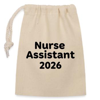 Assistante infirmière 2026 – forte motivation infirmière - Sac cadeau en coton avec cordon (14 x 20 cm) - nature - Devant