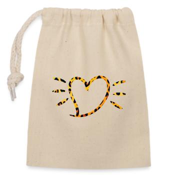 Leopard Heart with Sun Rays - Closable cotton gift bag (14x20cm) - nature - Front