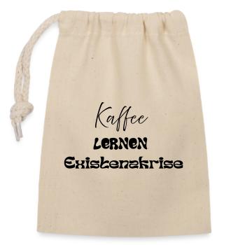 Coffee -> Learning -> Existential Crisis - Closable cotton gift bag (14x20cm) - nature - Front