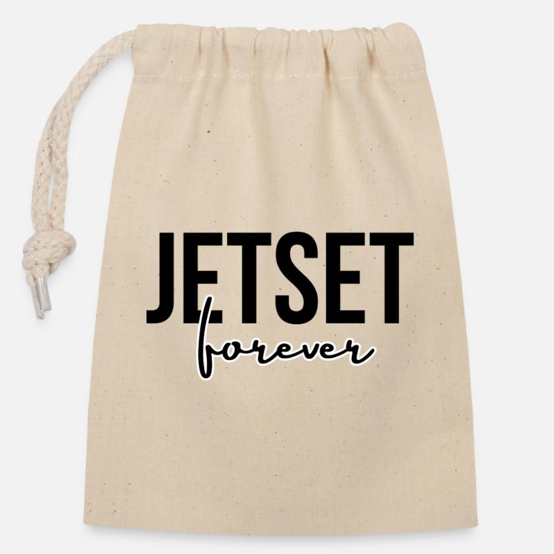 JETSET POUR TOUJOURS - Sac cadeau en coton avec cordon (14 x 20 cm) - nature