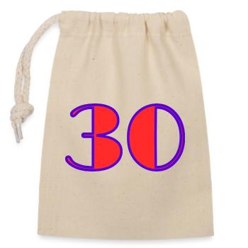 30. 30 YEARS. 30th ANNIVERSARY. 30 YEARS ANNIVERSARY. - Closable cotton gift bag (14x20cm) - nature - Front