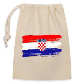 Croatian Flag Football Fan Sports Heritage - Verschließbarer Geschenkbeutel aus Baumwolle (14x20cm) - Natur - Vorne