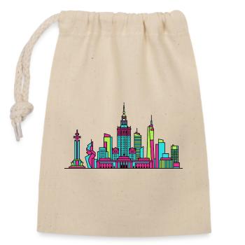 Warschauer Stadt, Palac der Kultur, Kunst, Skyline - Verschließbarer Geschenkbeutel aus Baumwolle (14x20cm) - Natur - Vorne