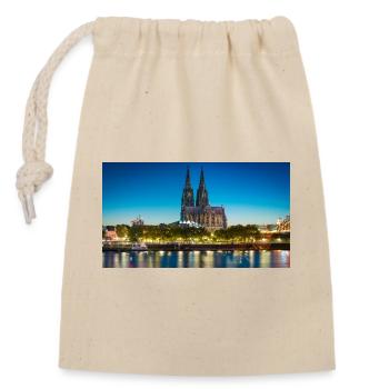 Kölner Dom Abendlicht Silhouette - Verschließbarer Geschenkbeutel aus Baumwolle (14x20cm) - Natur - Vorne