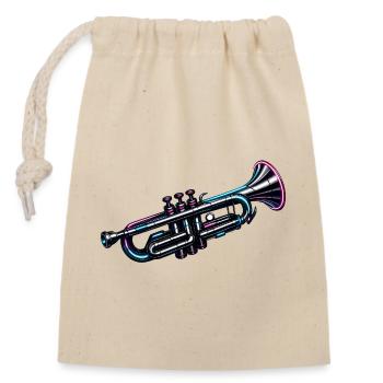 Modern Neon Trumpet Musician Design - Closable cotton gift bag (14x20cm) - nature - Front