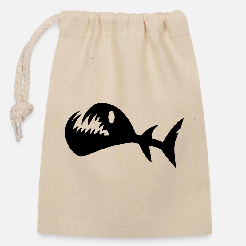 Kampfswimmer-Fisch - Verschließbarer Geschenkbeutel aus Baumwolle (14x20cm) - Natur