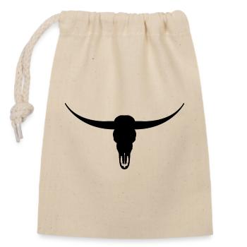 Longhorn head skull - Closable cotton gift bag (14x20cm) - nature - Front