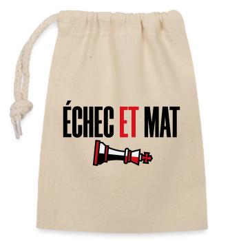 Victoire Échec et Mat Roi Renversé Style Moderne - Sac cadeau en coton avec cordon (14 x 20 cm) - nature - Devant