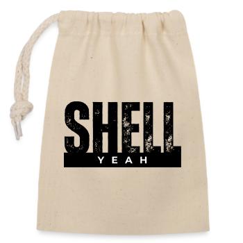 Yeah Bold Lettering on Black - Closable cotton gift bag (14x20cm) - nature - Front
