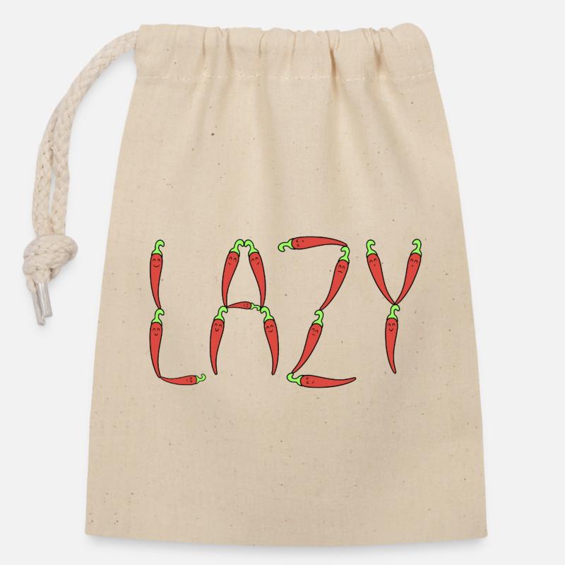 Chili pepper lazy - Closable cotton gift bag (14x20cm) - nature