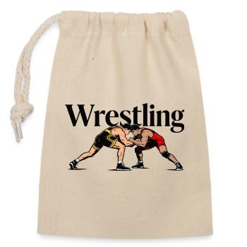 Wrestling - Verschließbarer Geschenkbeutel aus Baumwolle (14x20cm) - Natur - Vorne