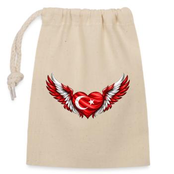 Turkish Winged Heart - Closable cotton gift bag (14x20cm) - nature - Front