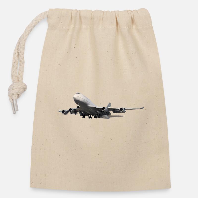 Passagierflugzeug - Verschließbarer Geschenkbeutel aus Baumwolle (14x20cm) - Natur