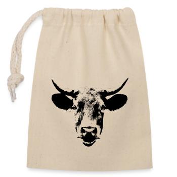 Cow / Portrait / Cow Head - Closable cotton gift bag (14x20cm) - nature - Front